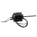 Motor monofásico 11002012009822 con doble eje y cableado lateral Vista lateral del motor asíncrono monofásico 11002012009822 para aire acondicionado