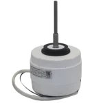 Motor Monofásico 11002012003630 con carcasa blanca y eje vertical expuesto para aire acondicionado