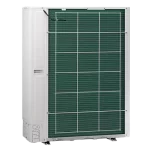 Parte trasera unidad exterior Samsung aire acondicionado con aletas verdes