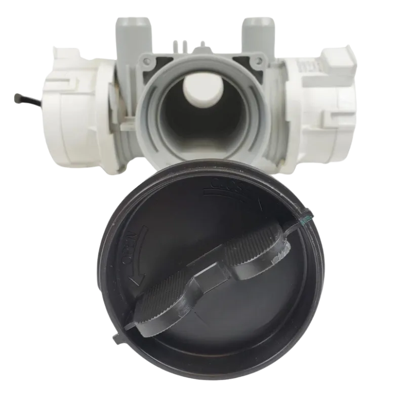 Bomba de drenaje original LG AHA75853813 vista frontal Bomba de drenaje LG AHA75853813 vista frontal con tapa de filtro