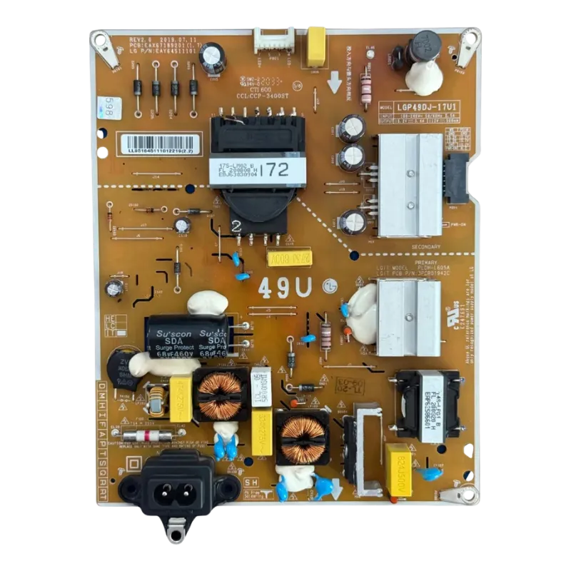 Power Supply Assembly LG EAY64511101 frontal Fuente de alimentación LG EAY64511101 vista frontal completa