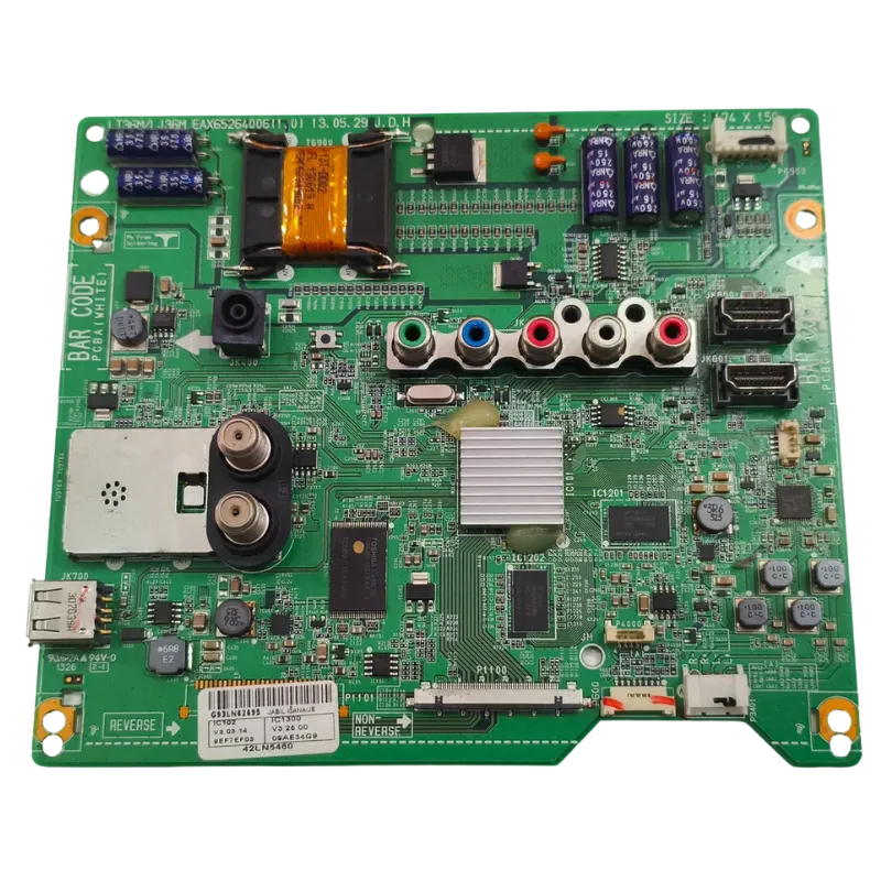 Main Board LG EAX65264006 vista frontal con puertos HDMI, componente y sintonizador