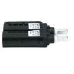 Par de amortiguadores LG ACV73730204 apilados con etiquetas de fabricación y vástagos metálicos paralelos