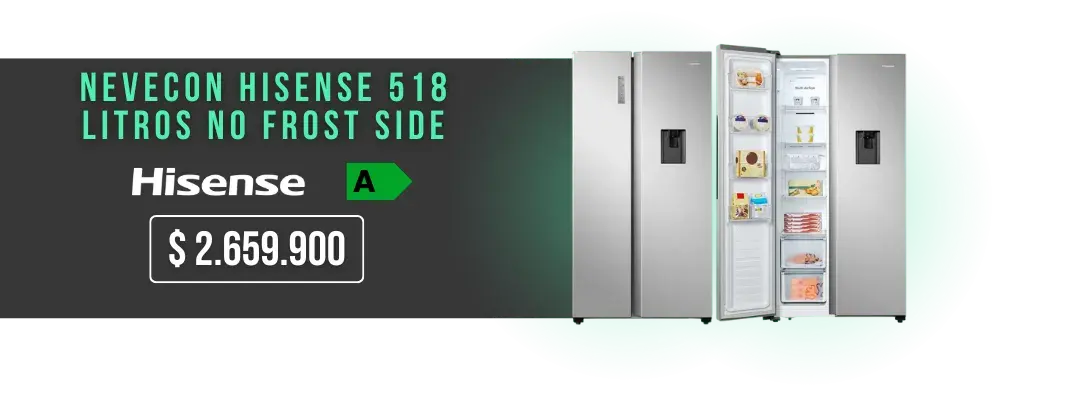 Promoción Nevecon HISENSE 518 Litros No Frost Side BCD-518