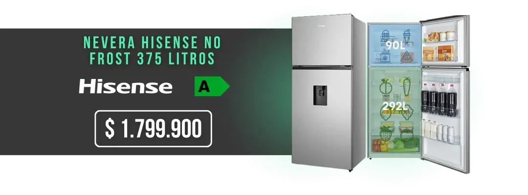 Promoción Nevera HISENSE No Frost 375 Litros RT14N6CDX BCD-375 Retiq A