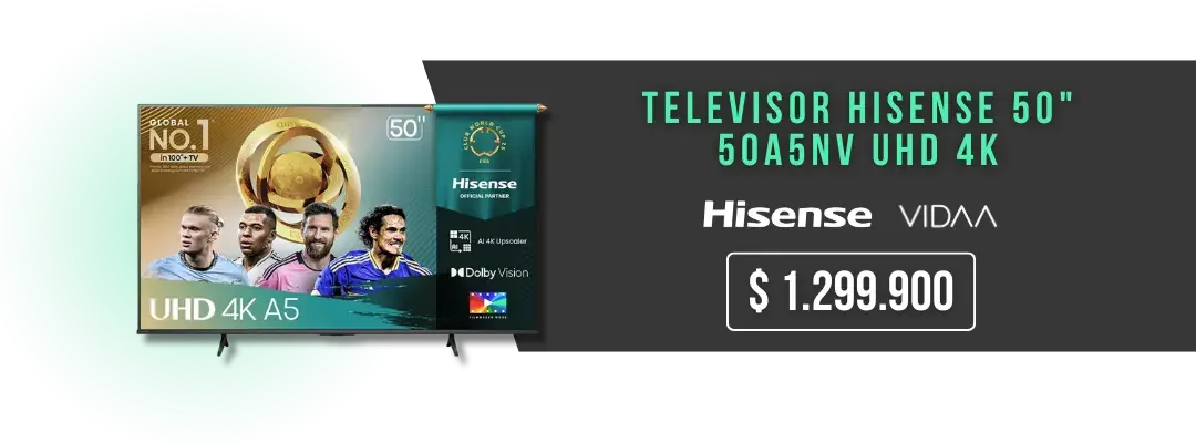 Promoción Televisor Hisense Smart 50 UHD/4K VIDAA 50A5NV
