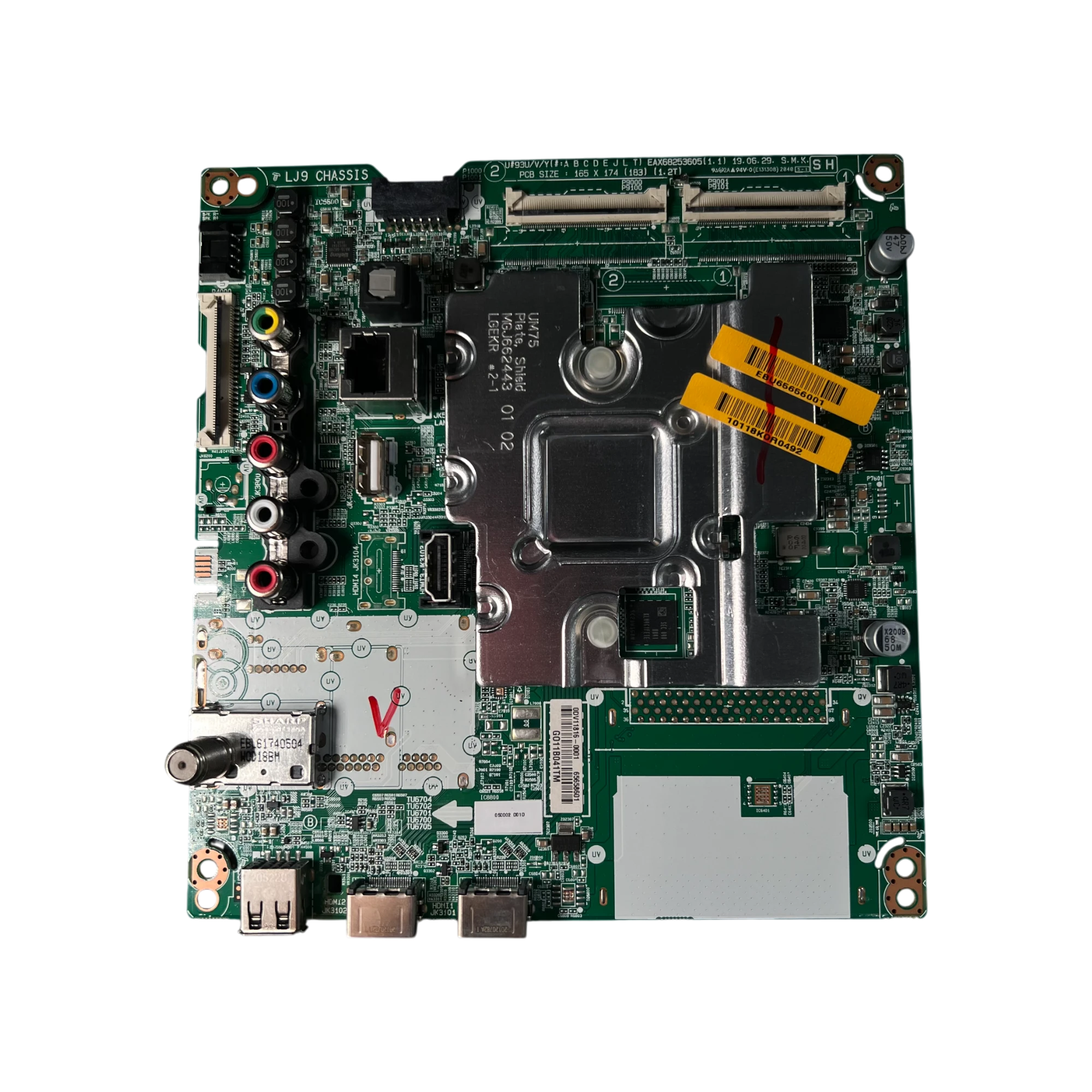 BPR Total Assembly LG EBU65656001 con blindaje metálico y puertos AV/HDMI, vista superior