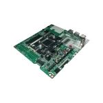 Placa Principal LG EBU65711101 — Vista en Perspectiva Tarjeta madre LG EBU65711101 en perspectiva con blindaje EMI y conectores AV multicolor
