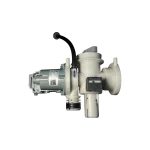 Bomba DC97-20621A vista lateral con etiqueta del motor y cuerpo de la bomba