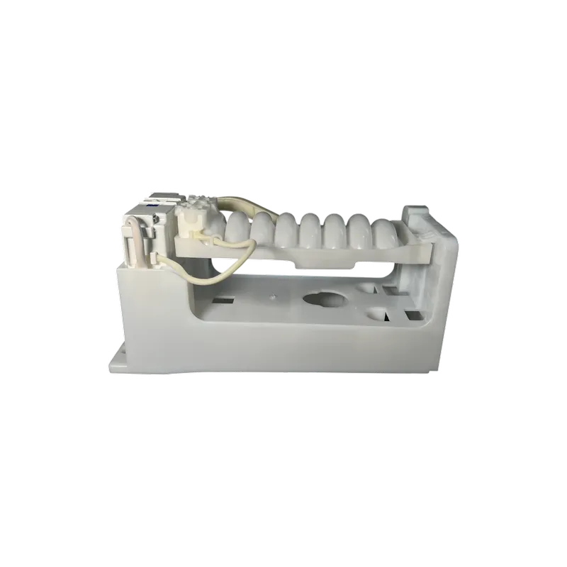 Fabricador de Hielo DA97-08059A – Vista lateral Fabricador de Hielo DA97-08059A Samsung, vista lateral; módulo mecánico OEM con bandeja y carcasa blanca.