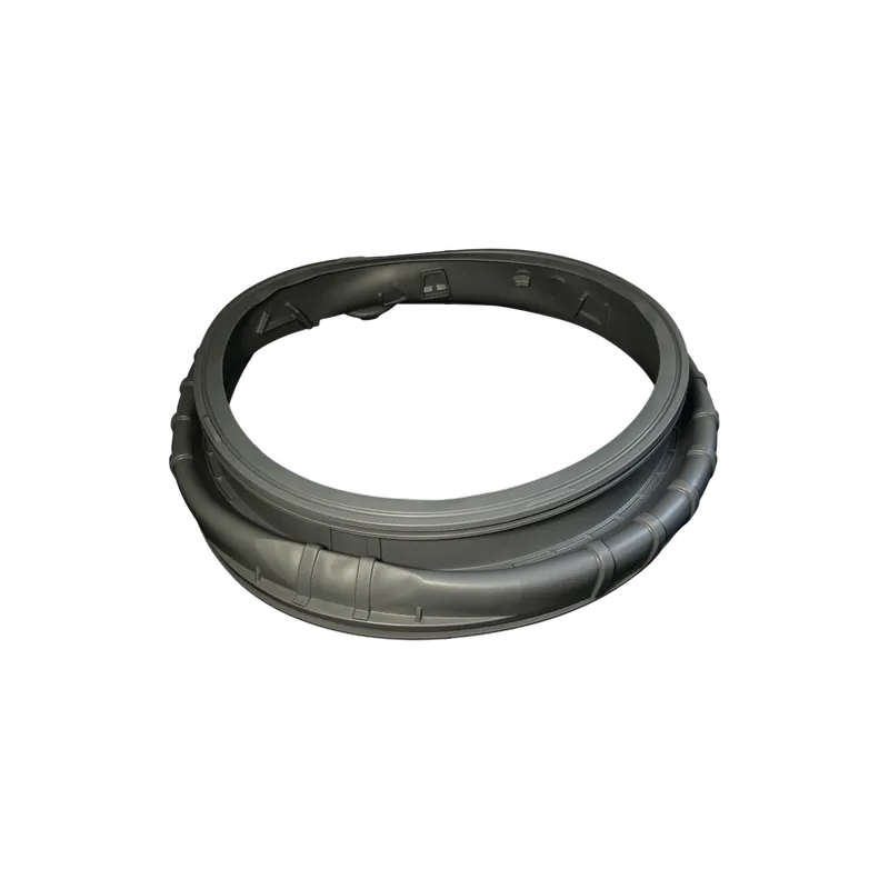 Gasket de escotilla Samsung DC97-19755A para lavadora frontal, vista en perspectiva con canal de drenaje visible