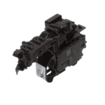 Cerradura de puerta Samsung DC34-00028A en perspectiva, mecanismo con pestillo y etiqueta