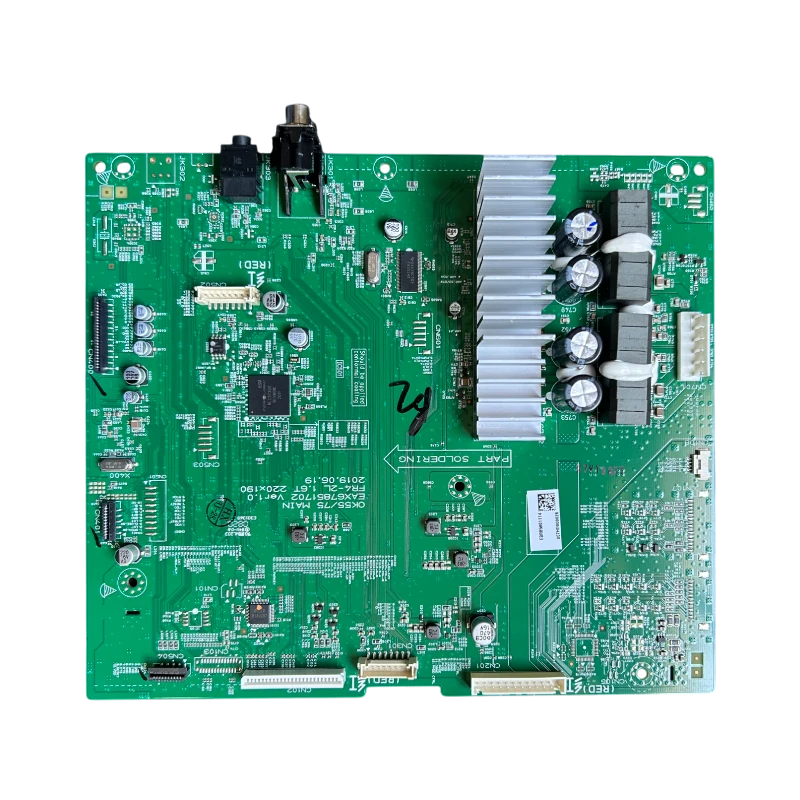Main Board LG EBR85801114 OK55-NB – Vista superior main board lg ebr85801114 para equipo de sonido xboom ok55-nb dcolllb vista superior con disipador y conectores