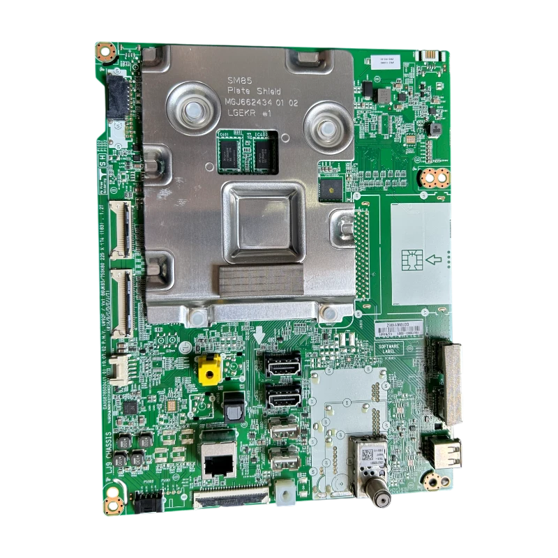 Tarjeta Principal LG EBU65764601 | 82UM7570PDB – Vista Frontal Main Board LG EBU65764601 para TV 82UM7570PDB – vista frontal con HDMI, USB, LAN y sintonizador