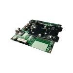 Main board EBU64808504 LG – vista diagonal (BPR Total Assembly) Main board LG EBU64808504 con conectores AV multicolor y blindaje, vista diagonal