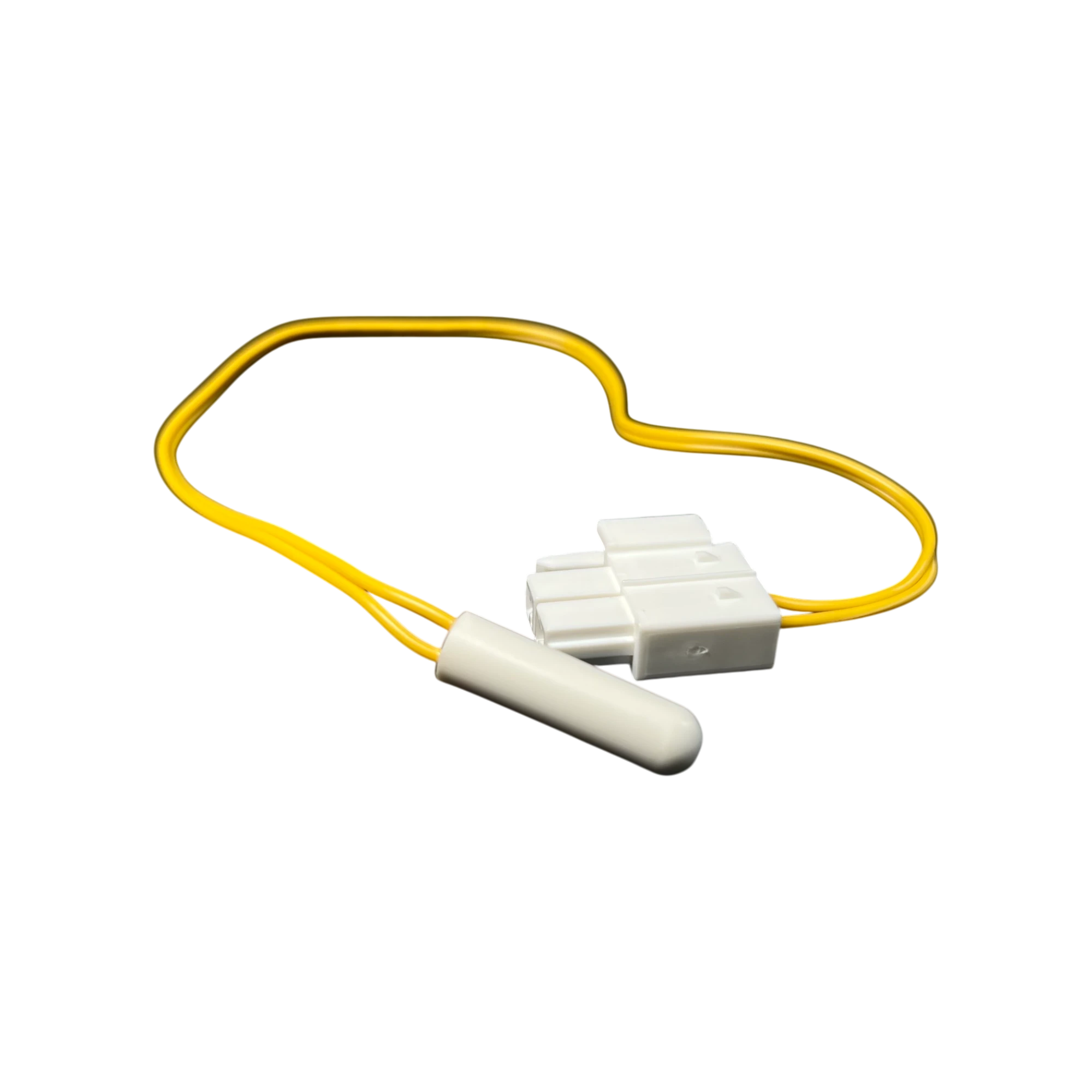 Samsung DA32-00066B – Sensor NTC 502AT con arnés amarillo Sensor de temperatura Samsung DA32-00066B NTC 502AT con cable amarillo y conector blanco.