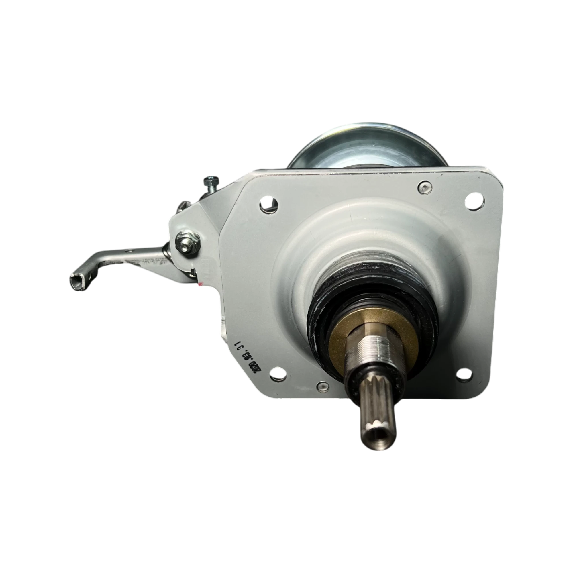 Transmisión Samsung DC97-14818L vista frontal con eje estriado y sello, módulo de embrague.