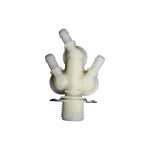 Válvula de agua Samsung DC62-00142G, vista del cuerpo con tres salidas para mangueras