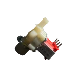 Válvula DC62-00311D Samsung, detalle de un solenoide rojo con terminales Faston y cuerpo plástico blanco.