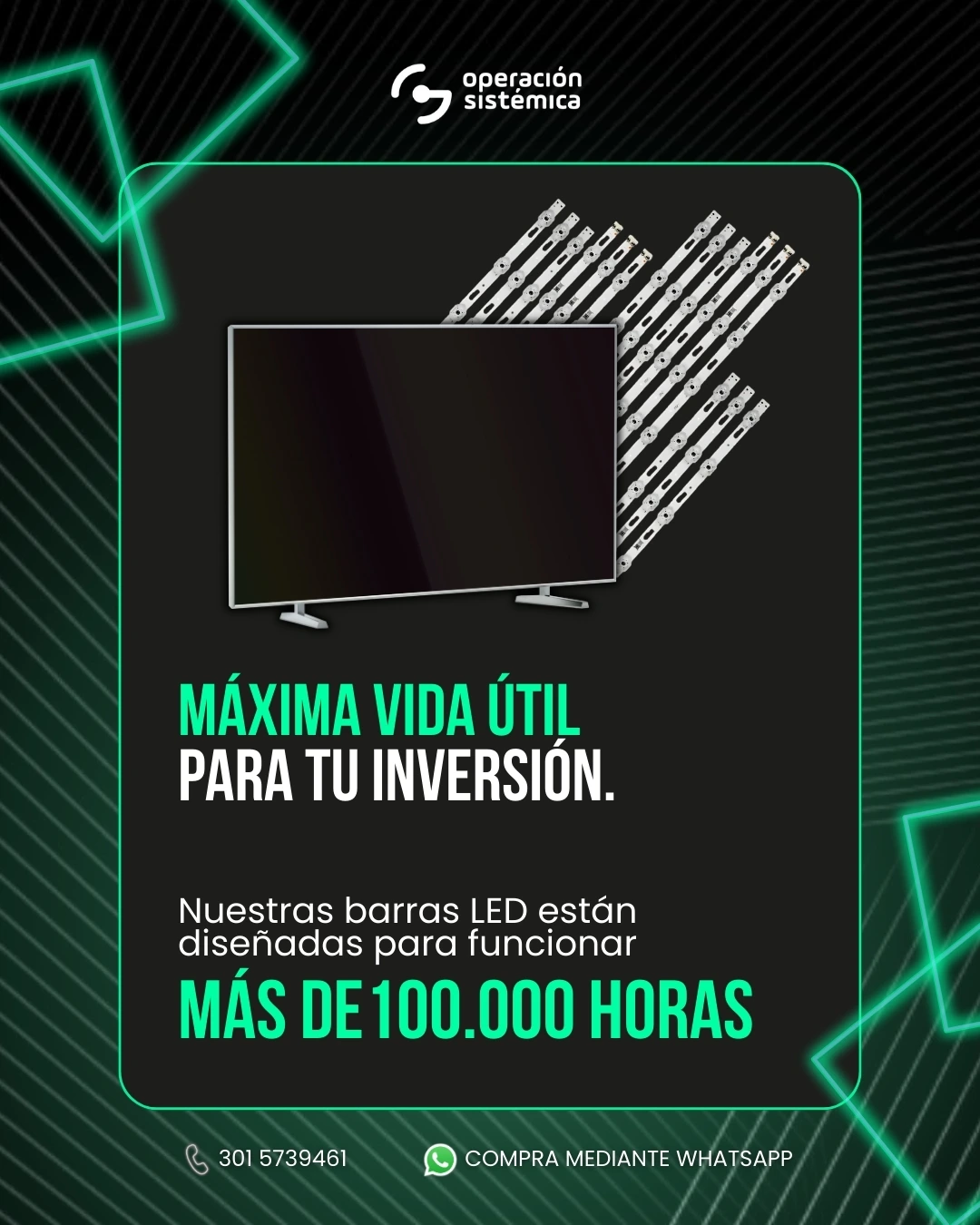 Barras LED TV con vida útil de 100,000 horas