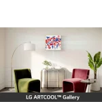 Aire acondicionado LG Artcool Gallery instalado en sala moderna, diseño tipo cuadro