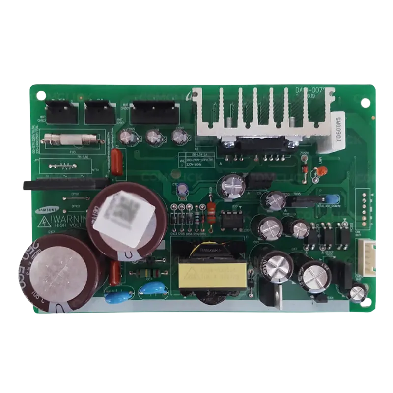 Main Board Samsung DA92-00228D para refrigerador – vista superior con fusible, disipador y capacitores